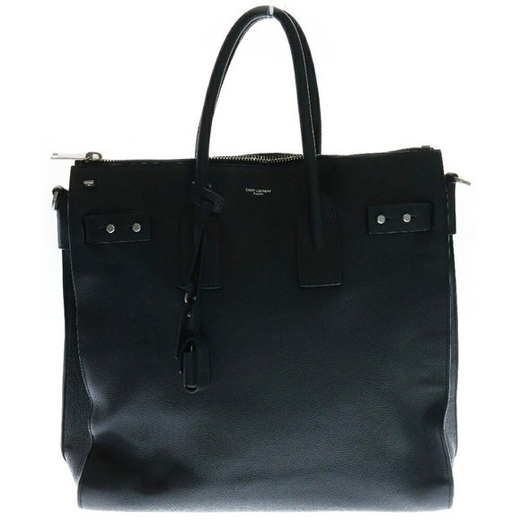 Saint Laurent Souple Shoulder Black PARIS Sac Bag Jour North South Tote - Picture 1 of 5